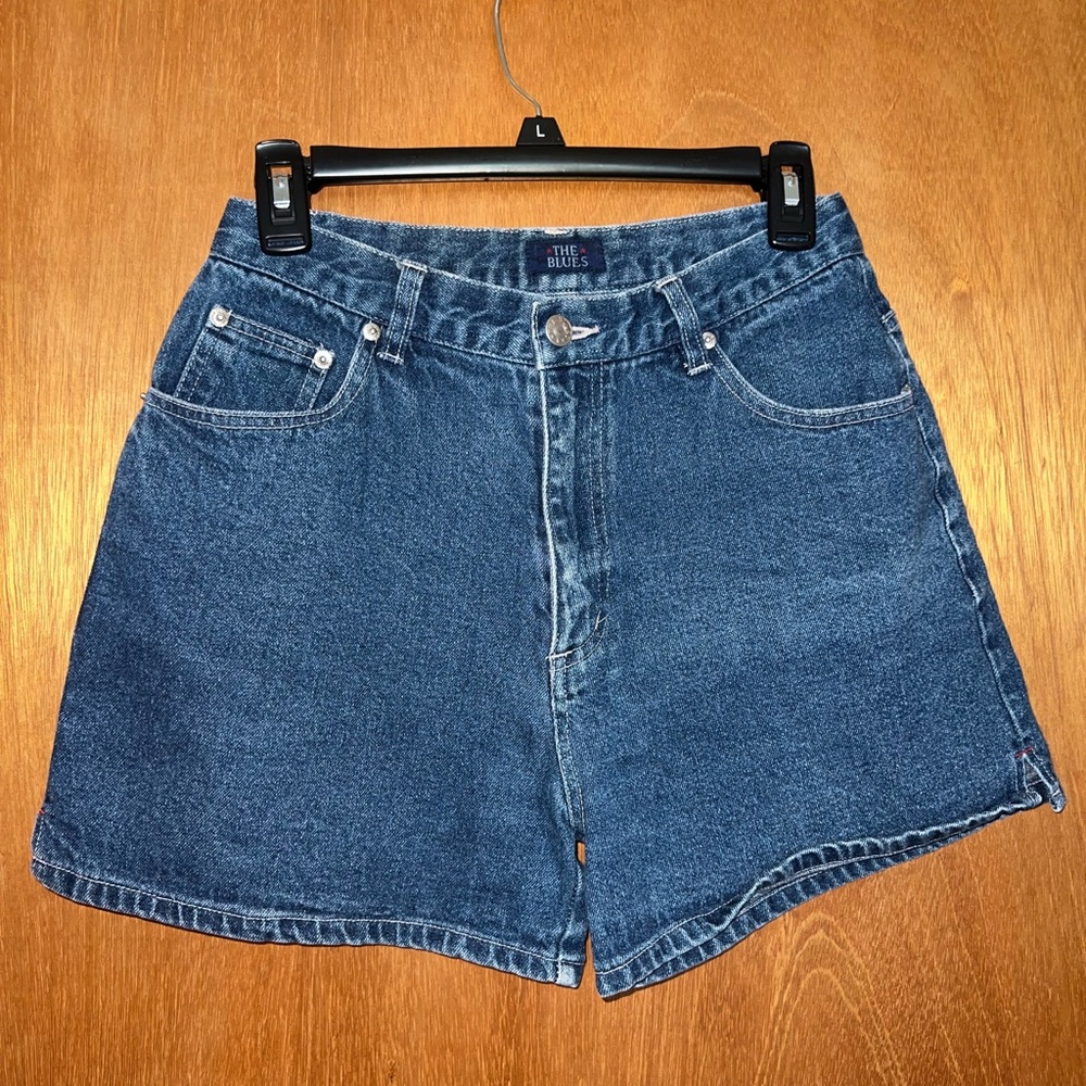 Vintage The Blues High-Waist Dark Wash Denim Shorts 100% Cotton